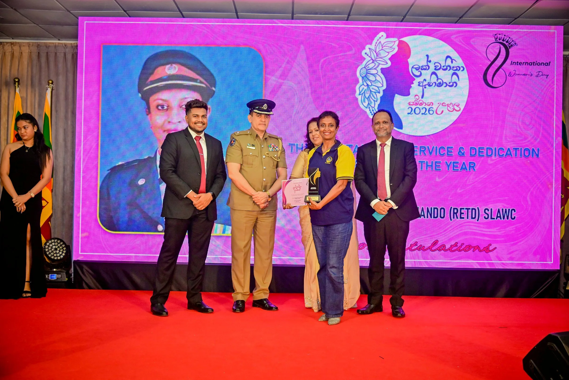 THE OUTSTANDING SERVICE & DEDICATION AWARD OF THE YEAR MAJOR M.A.M.G.N FERNANDO (RETD) SLAWC